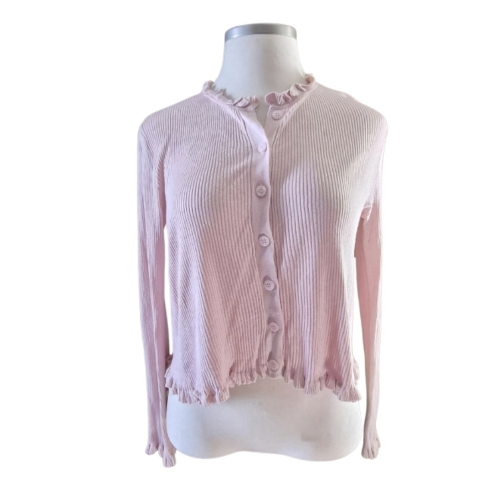 Eloquii Light Pink Frilly Cardigan